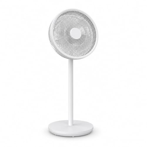 Ventilador de Pie Blanco con Altura Regulable de 63,5 a 91 cm, Cabezal de 32 cm, 3 Velocidades, Oscilación Automática de 90° e Inclinación Manual de 35°, para Dormitorio, Salón y Oficina (Blanco 50W)