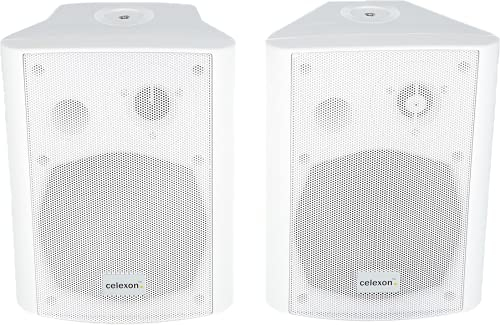 celexon Haut-parleurs Actifs avec Support Mural - Boîtiers pour PC, Bureau ou école Set 525-B - 2x30W 2x30W 2 Voies - Blanc
