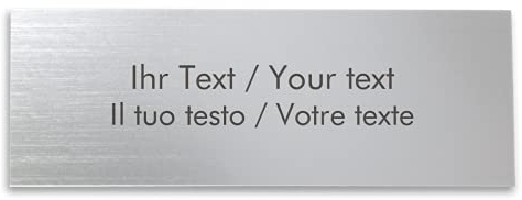 Placa para nombre de acrílico en aspecto de acero inoxidable con grabado personalizado, 250 x 90 mm, plateado metalizado