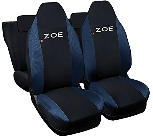 Lupex Shop Autositzbezüge kompatibel mit ZOE, Made in Italy, Polyestergewebe, komplettes Set für Vorder- und Rücksitze (Schwarz - Dunkelblau)
