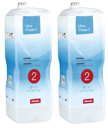 Miele UltraPhase 2 2-Component Detergent for Whites and Colors, Aqua Fragrance 1.4 Liters, 63 Loads