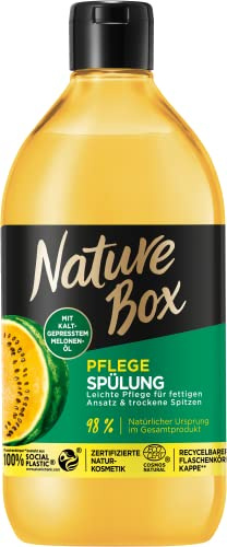 Nature Box Spülung Pflege (385 ml), Haarspülung mit kaltgepresstem Melonen-Öl, Pflegespülung für trockene Spitzen und Längen