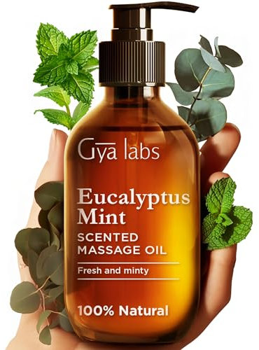 Gya Labs Eukalyptus-Minze-Massageöle - Aromatherapie-Massageöl für Schmerzende Muskeln - Jojoba, Argan, Sonnenblume, Mandel, Vitamin E & Eukalyptus (200 ml)