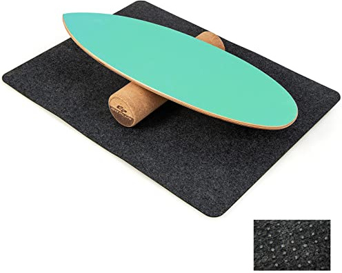COSTWAY Balansbräda av trä, balansbräda, balanstränare trickboard för hemmet, inklusive korkroll, balanstavla pressad av 8 högkvalitativa trälager, Grön