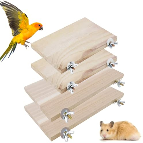 bangminda 4 Stück Plattform für Hamster Chinchilla Hamster Zubehör Set Kleintier Rechteckig Plattform Rechteckig Sprungbrett für Käfig Meerschweinchen Ratten Wellensittich Eichhörnchen Honiggleiter