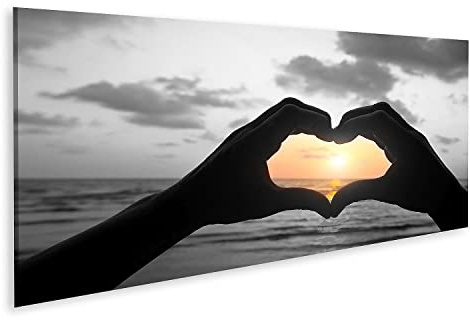 islandburner Cuadro sobre lienzo Amor Positivo Corazón Manos Pareja Playa Cuadros Murales Póster