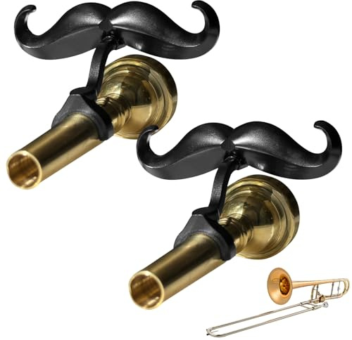[2 Pack] Clip-On Mustache For Trombones & Euphoniums - Includes Protective Case - Fits All Large Shank Mouthpieces - Perfect Accessory For Young Musicians - Mouthpiece Not Included