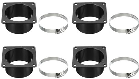 PATIKIL 3 Kanalanschluss Flansch 4 Pack Trockner Entlüftung Wandplatte Vierkant auf Rund Gerade mit Klemme für Luft Heizung Kühlung Lüftung Ablüfter Schwarz