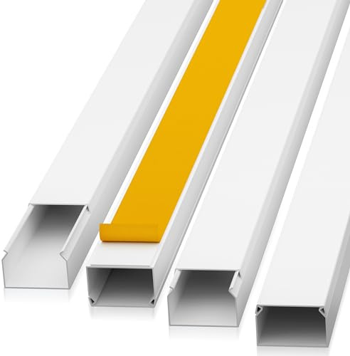 Kabelkanal Selbstklebend Weiss 1m (10 STK. - 25x16 mm klein) - 10m Kabelkanäle mit Schaumklebeband fertig für Montage an der Wand - 25x16mm