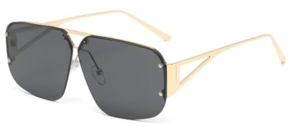 YAMEIZE Gafas de Sol Para Mujeres y Hombres Retro Vintage Grandes Cuadradas Marco de Metal 70s Estilo Piloto Gafas Protección UV400