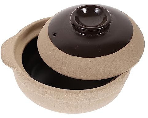 Cabilock Cazuela De Barro Tradicional 750 Ml Sin Esmalte Resistente Al Calor Para Cocina Doméstica a Gas Multifuncional Para Arroz, Estofado y Sopas