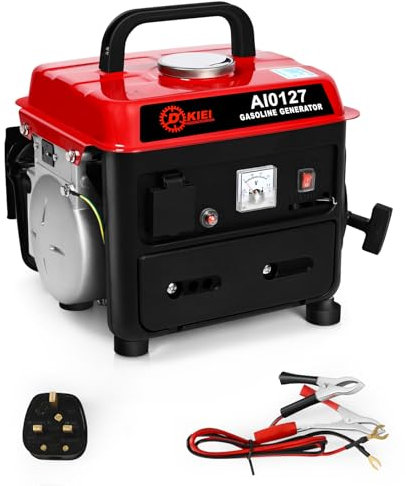 DKIEI 600W Petrol Generator for Home, Outdoor 2-Stroke Portable Small Generator for Camping, Caravan, Home Use, BBQ, Pure Sine Wave, Lightweight, 240V, 50 Hz AC Output, 30cc Engine