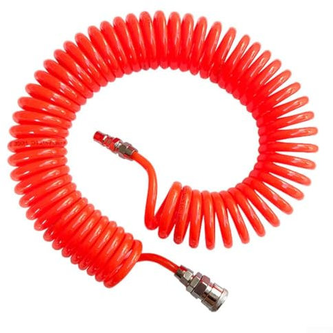 Tuyau pneumatique en spirale PU 8 x 5 mm 3 mètres de long Tube de compresseur d'air avec raccords rapides pour équipement lié à l'air