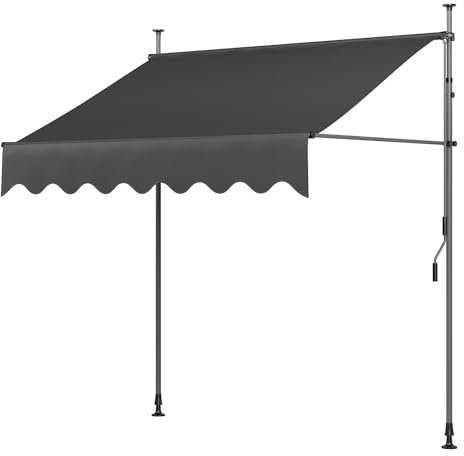 LIFERUN Store de balcon sans perçage 400 cm avec manivelle - Protection solaire - Étanche - Résistant aux UV - Hauteur réglable - Imperméable - Toit de terrasse - Métal et polyester