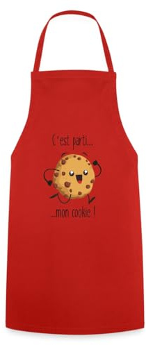 Spreadshirt C'est Parti Mon Cookie Slogan Marrant Cadeau De Pâtisserie Tablier Cuisine, taille unique, rouge