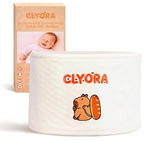 CLYORA Heated Baby Belly Band for Colic & Gas Relief, Silent Infant Gripe Belt, Gentle Warmth Compression Soothe Tummy Discomfort, Anti-Scald Safe Heating Pad, Adjustable for Newborn 0m+