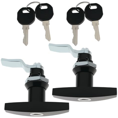 YINETTECH 2X T Handle Door Locks T-Handle Rotary Latch Each Lock with 2 Keys Model ms324-2 for Cabinet Toolbox RV Trailer Door Etc