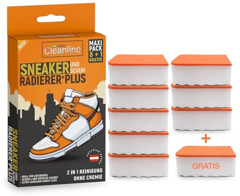 HULKIES Cleanline Premium smutsradergummi för skor, max pack 8 + 1 gratis, rengöringssvamp utan kemi, 2-i-1 radergummi för sneakers och sulor