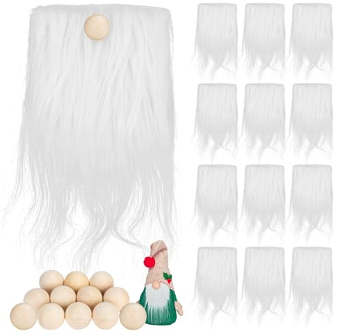 Gnome skägg DIY 24 stycken dvärg skägg konstgjord päls med träbollar ofalsk tomte jul handgjorda hantverk jul halloween påsk dekorationer gör-det-själv present