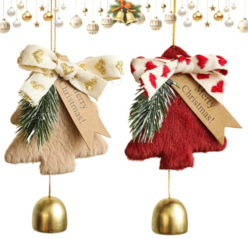 GGUFAY 2 Adornos Navidad, Campanas Navideñas de Metal de Peluche, Adecuadas para árboles de Decoracion Navidad, Manijas de Puertas, Automóviles, Decoración de Ambiente Festivo