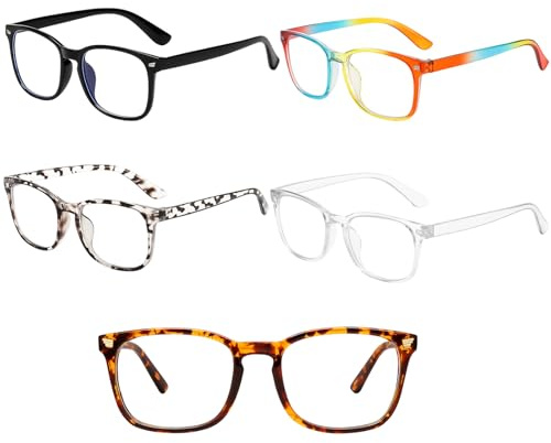 EujRcf 5PCS Blue Light Glasses Womens, Blue Light Glasses Men Prevent, Anti Glare Glasses, Clear Lenses, Comfortable and Durable, Retro Frames, for Decorate Themselves, Gaming TV Reading Outdoor