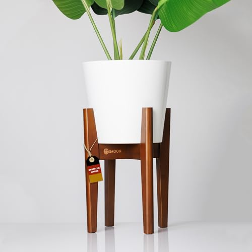 Groon Supporto per piante marrone in bambù – Supporto per fiori regolabile 20 – 32 cm | Sgabello per fiori fatto a mano con 3 strati di colore | stabile, delicato sul pavimento ed elegante
