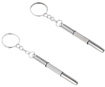 Glasögonskruvmejselset, 2 stycken miniskruvmejslar med nyckelring – 3-i-1 precisionsverktyg för glasögon, klocka och smartphone reparation