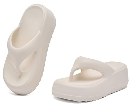 CLEIKS Tongs Femme Épaisses 4.5cm Sandales Plateforme EVA avec Trous de Drainage Chaussures de Plage Douche WEI250089FR