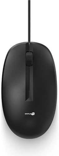 SIMPLETEK - Ratón con cable láser USB-A | 1200 DPI ajustable | Ergonómico Plug & Play | Certificado para Limpieza Higiénica | Negro (Reacondicionado)