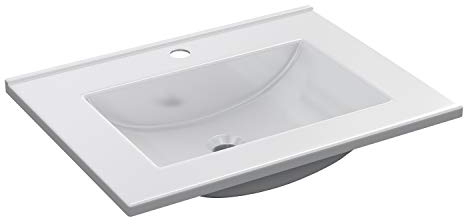 ARKITMOBEL Lavabo PMMA Color Blanco, Pila Lavamanos Rectangular, Baño, Medidas 61,5 cm (Ancho) x 13 cm (Alto) x 46 cm (Fondo)