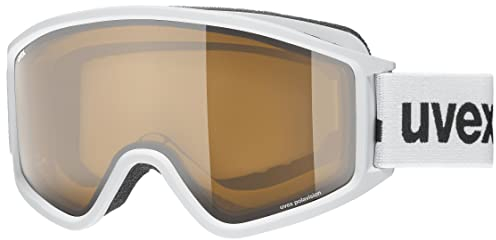 uvex g.gl 3000 P - Skibrille für Damen und Herren - polarisiert - vergrößertes, beschlagfreies Sichtfeld - white matt/brown-clear - one size