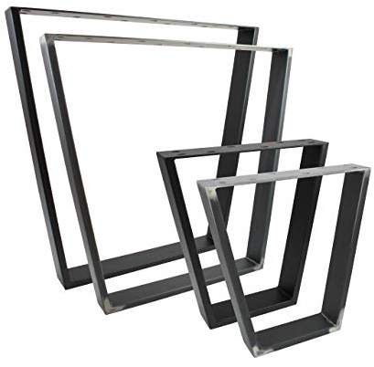 Natural Goods Berlin 2X Design Tischkufen viele Modelle Metall Tischbeine, Tischgestell aus Stahl, geneigt, Trapez, Esstisch, Schreibtisch, Couchtisch, Bank (H43cm, Schwarz)