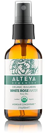 Alteya Organic White Rose Water Spray 60ml Glass - Pure Rosa Alba Hydrolat - USDA Certified Organic - Sensitive Skin - Face Toner, Revitalizing Body, Condition Hair & Scalp