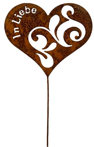 Grabschmuck Herz In Liebe aus Metall Roststecker wetterfest Grabstecker Outdoor