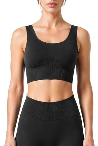 Risalti Top Palestra Donna con Fascia a Costine - Reggiseno Sportivo Donna in Microfibra, Top Yoga e Fitness Morbido e Traspirante, Reggiseno Senza Cuciture e Ferretto - Made in Italy