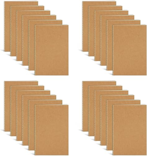 DWIYITTN 24 Pezzi Quadernino Piccolo, 12,7 x 8,9 cm Taccuino Tascabile con Copertina Kraft 36 Pagine Quaderno Appunti Mini Block notes per Agende,Planner, Diario di Viaggio, Marrone