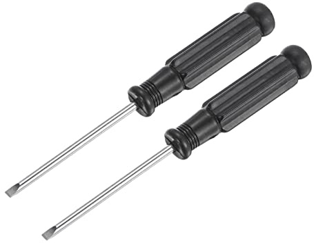 sourcing map Mini Slotted Screwdriver, 2.5mm Flat Head with Black Handle for Small Appliances, 2 Pcs
