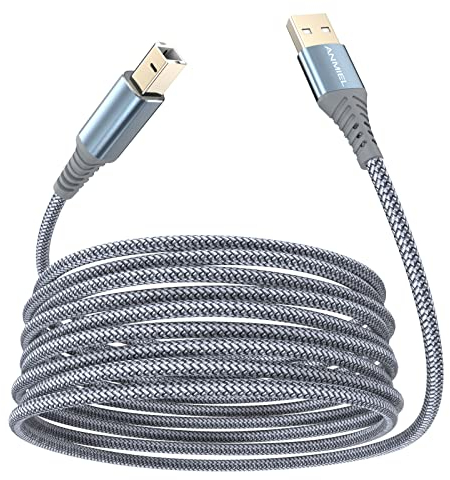 ANMIEL Druckerkabel 5M,USB-Druckerkabel, Hochgeschwindigkeits-USB 2.0-A-Stecker auf Typ-B-Stecker,Drucker-Scanner-Kabel, kompatibel mit HP, Canon, Epson, Dell, Brother, Xerox, Samsung usw