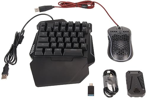 Diydeg One Handed RGB Gaming Keyboard and Combo for Master Pro for 4 for Half Hand Keyboard Converter Combo Wired Keypad Adapter Set, Mobile Game Converter