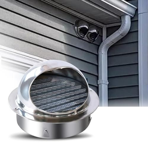 Rund ventilhuva, 304 rostfritt stål väggventilationshuva, rund kanal ventilationsutlopp, extern extraktor torktumlare ventilationslock, Louvered Ventilhuva, badrumsöppningar väderbeständig (Size : 25