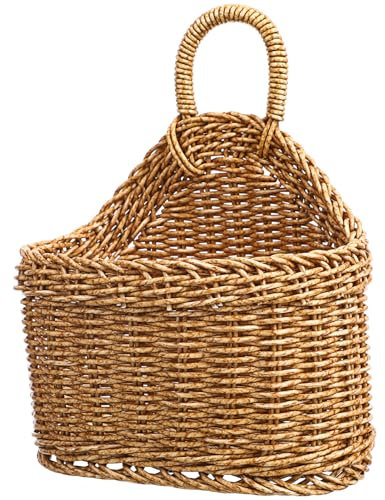 1pc Ginger Garlic Storage Basket Kitchen Panier Rattan Hanging Basket Woven Storage Wall Hanging Fruit Basket Rustic Basket Wall Pocket Planter Plastic Household Baby Storage Box
