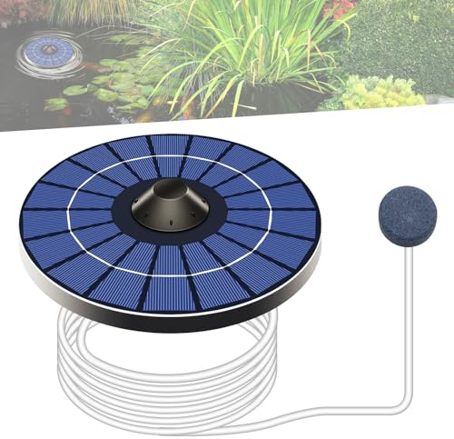 Solar Sauerstoffpumpe, Solar Luftpumpe Aquarium Oxygenato, Solar Teichbelüfter mit Luftblasenstein und Sauerstoffrohr, Solar-Aquarium Sauerstoffpumpe, für Gartenteiche Wasserzirkulation Angelbelüfter