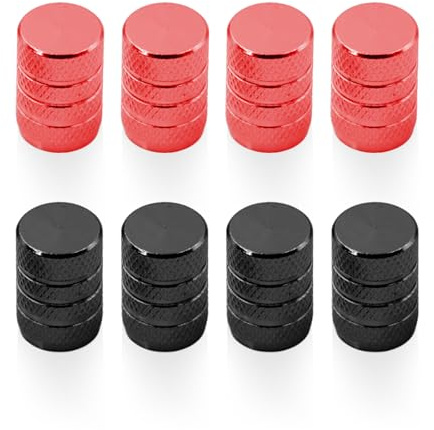 8 Piezas Tapas De Válvulas De Neumáticos De Automóvil Universales Antipolvo Con Anillos De Goma (Negro, Rojo)