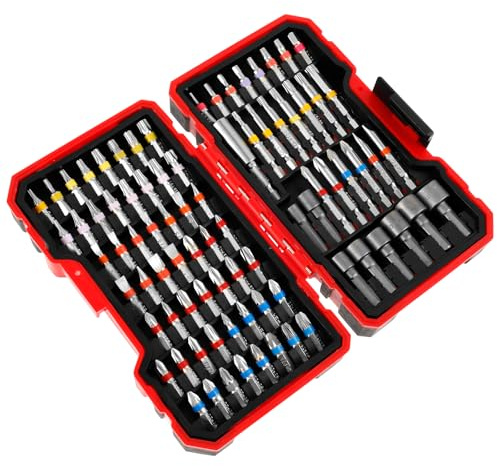 Foppla Juego de 83 puntas de destornillador, puntas Torx hexagonales Phillips de seguridad coloridas, juego de brocas de precisión magnéticas de acero con estuche portátil, para destornillador de