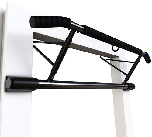 Door Frame Pull Up Bar Doorway Fits 70-92cm Width 12-21cm Depth Door Frame Fitness Chin-Up Bar Frame for Home Gym Exercise with Padded Handles Bar No Drilling No Screws No Assembly Foldable for Home