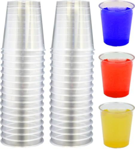 Navoys Plastic Shot Glasses Pack of 30 - Reusable, Disposable, Hard Durable, Crystal Clear, Jager Bomb, Sherry, Shooters - Ideal for Large Parties, Hen, Work, Home (30pk)