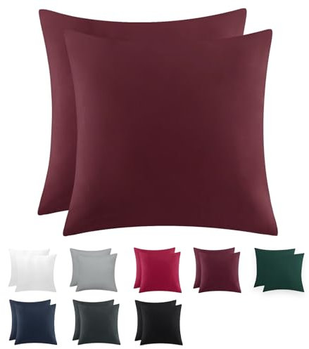 RUIKASI Kissenbezug 80 x 80 Rot 2er Set - Oeko Tex Kopfkissenbezug 80x80 Burgunderrot Kissen Bezug 80x80cm mit Reißverschluss aus Mikrofaser, Polsterbezug Doppelpack Set Pillow Case Pillow Cover