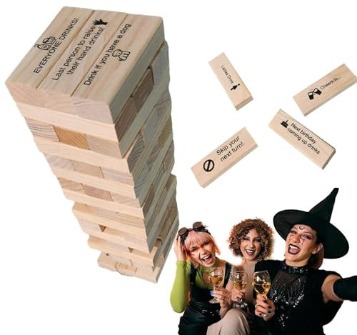 yupeuooe torre in legno, torre impilabile in legno, giochi notturni per adulti, giochi da giardino, grande torre di caduta all'aperto, gioco per feste di compleanno per adulti, amici,