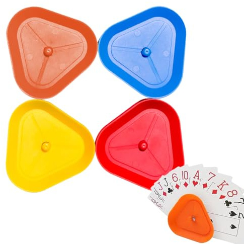 SULIUDAJI 4 Pièces Support Carte À Jouer Porte Cartes Pour Enfants Et Personnes Âgées Rouge Orange Bleu Jaune