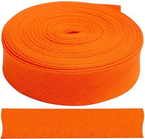 AERZETIX - C77382 - Cinta al sesgo plegada 9 metros x 18mm - en algodón - color naranja - pasamanería galón ropa cojines edredones
